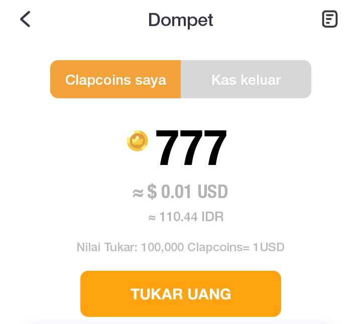 Konversi Clapcoins ke Dollar