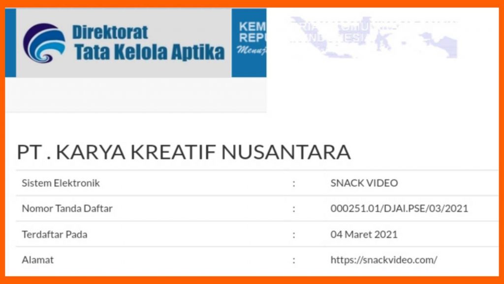 Informasi Snack Video di Kominfo